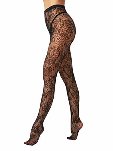 Image of EVERSWE High Waist Fishnet Tights Thigh High Stockings Suspender Pantyhose (Allover Flower, SM)
