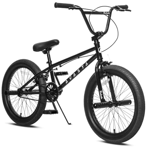Image of AVASTA 20 Inch Freestyle Youth BMX Bicycle Big Kids Teenager Bike for Age 6 7 8 9 10 11 12 13 14 Years Old Boys Girls Teen Adult and Beginner-Level Rider with 4 Peg, Black