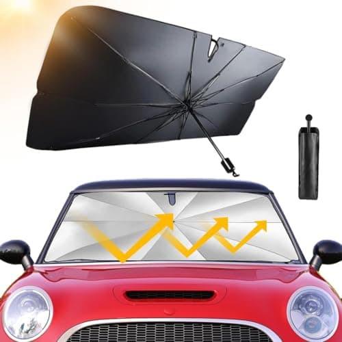 Image of Car Windscreen Cover, Car Windshield Sun Shade Umbrella, 360° Rotation Foldable Front Windscreen Sun Shade Protector for Cars Trucks SUVs(140 x 78 cm)