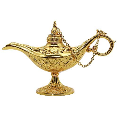 Image of AVESON Classic Vintage Collectable Rare Legend Hollow Aladdin Magic Genie Costume Lamp Home Table Decoration & Gift, Small, Gold