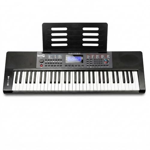 Image of RockJam 61 Key Keyboard Piano with Pitch Bend, Power Supply, Sheet Music Stand, Piano Note Stickers & Simply Piano Lessons