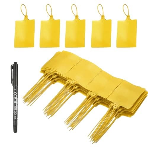 Image of PATIKIL 10inch Zip Ties, 100pcs Cable Ties Tags Nylon Wire Marking Label Self Locking Plastic Straps Write on with Pen for Logistics Transportation Packaging Warehouse Organization, Yellow