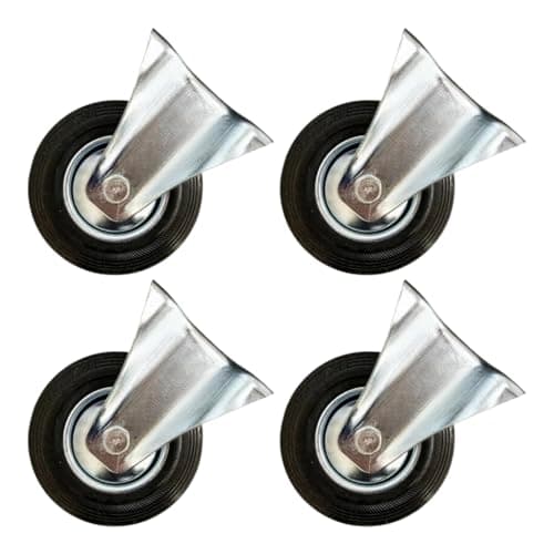 Image of Dunnet Tools 4pcs Castor Wheels For Furniture And Trolleys 125mm Heavy Duty Castors Set Of 4 Up To 320kg Swivel Trolley Wheels Solid Rubber Unbraked Casters Set Of 4 Multi Surface Indoor And Outdoor