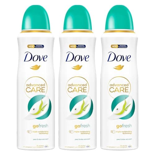 Image of Dove Advanced Care Go Fresh Anti-Perspirant with Pear & Aloe Vera Scent and Triple Moisturising Technology for 72-Hours Odour and Sweat Protection Deodorant Spray for Women, 200ml (3 Pack)
