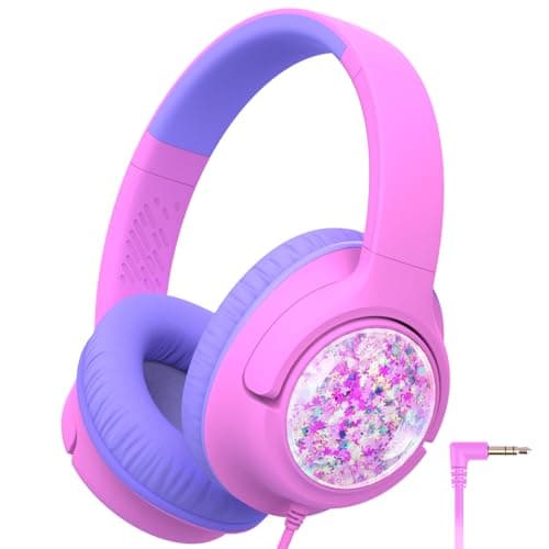 Image of iClever Kids Headphones, Wired Headphones for Kids 85dBA Safe Volume Limit, Stereo Sound Foldable Adjustable Over Ear, 3.5mm Jack Boys Girls Childrens Headphone for School/Travel/Tablet/PC, Purple