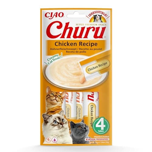 Image of Ciao Churu Sticks by INABA Cat Treat - Chicken Flavour (4 x 14g) / Soft & Creamy Cat Treat, Delicious & Healthy Snack, Likable Stick, Hand Feeding, Natural, Grain Free, High in Moisture