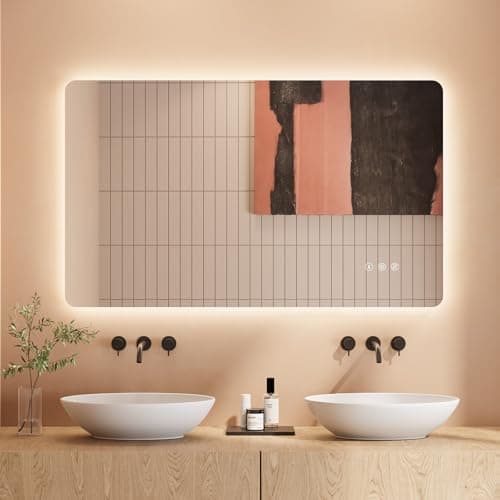 Image of Dripex LED Bathroom Mirror with Lights, 600 * 1000 MM Light up Backlit Mirror Bathroom Anti Fog Illuminated Mirrors Dimmable Switch with 3 Colors,Horizontal/Vertical