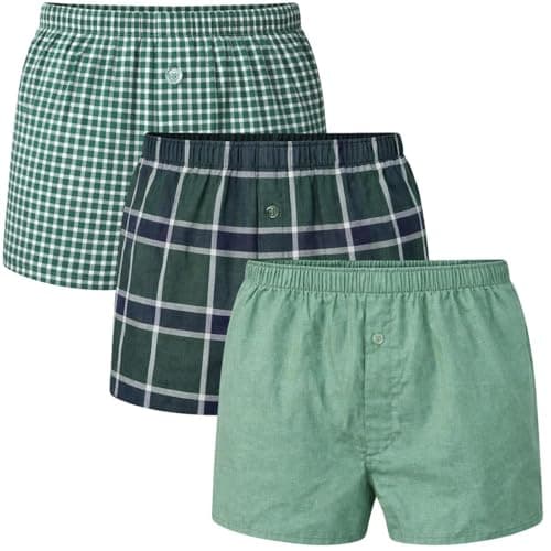 Image of Gaffer Mens Boxers Shorts Breathable Loose Fit Cotton Underwear Elasticated Check Woven Multipack Everyday Essentials Boxer Set 2-3 Pack M