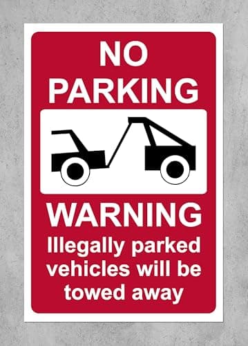 Image of No parking Warning illegally parked vehicles will be towed away Sign - 1mm Plastic sign (300mm x 200mm)