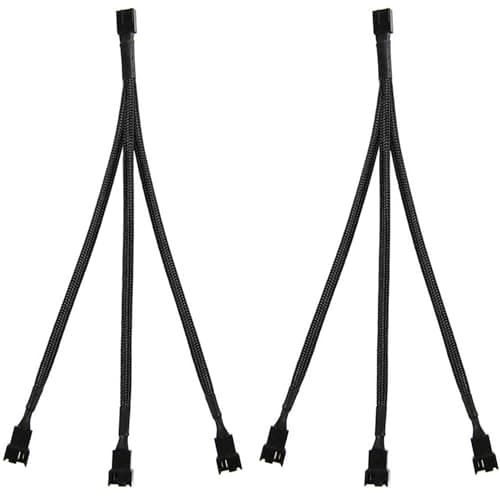 Image of ThreeBulls 2 Pack 4-Pin PWM Fan Splitter Cable, Sleeved Braided Adapter - 10.6" 1 to 3 Converter for Computer ATX Case Cooling Fans