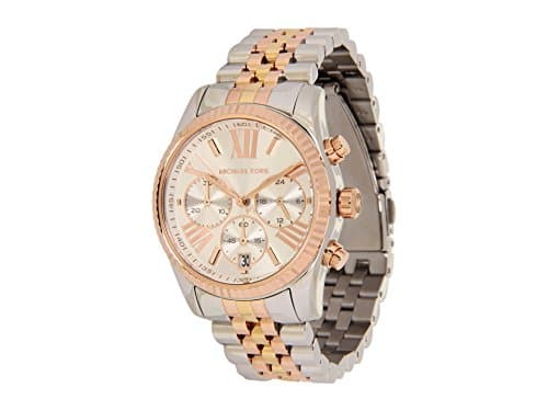 Image of Michael Kors Lexington Chronograph Quartz Watch with Silver and Gold Tones Stainless Steel Strap for Women MK5735