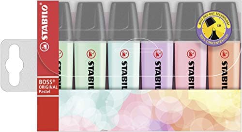 Image of Highlighter - STABILO BOSS ORIGINAL Pastel - Pack of 6 - Assorted Colours