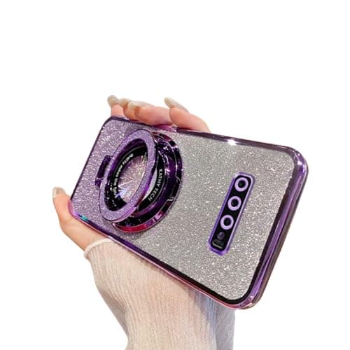 Image of SIYOPINPFY Case for Samsung Galaxy Note 8 Case Glitter Sparkly Diamond Luxury Plating Silicon TPU Soft Cover Camera Protector with Magnetic Ring Stand Holder for Samsung Galaxy Note 8, Shiny Purple