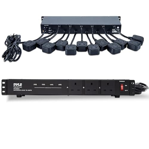 Image of Pyle Surge Protector with 15-Outlet 1U Rackmount Power Distribution Unit, Extension Lead for Home Office, Gaming and Computer Accessories, Dorm Room Essentials, New Home Essential