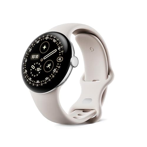 Image of Google Pixel Watch 4 (41 mm) - Android smartwatch with Domed Display, Comprehensive Health and Fitness Tracking and Help from Gemini - Polished Silver Aluminium Case - Porcelain Active Band - Wi-Fi