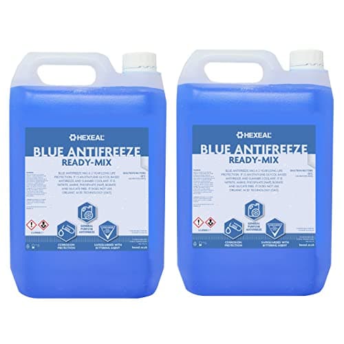 Image of Hexeal Blue Antifreeze 10L – 2 x 5L of Ready Mix Long Life Engine Coolant & Antifreeze for Cars & Vans – Summer & Winter – All Year Freeze Protection to -23 Degrees Celsius