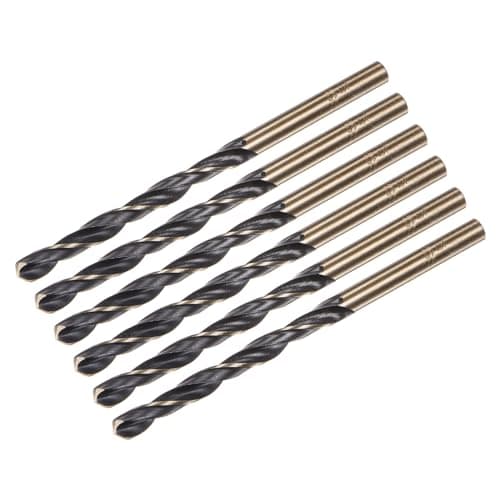 Image of sourcing map 6pcs Jobber Drill Bits 5mm (0.197") Black Nitride & Gold Titanium Coated M2 High Speed Steel (HSS) Twist Drill Bits for Stainless Steel Aluminum Alloy Metal