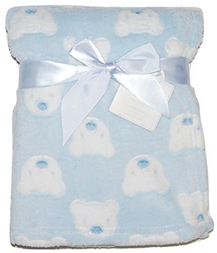 Image of Baby Boy Soft Fleece Wrap Blanket Pram Cot Crib Moses Basket Blue Teddy