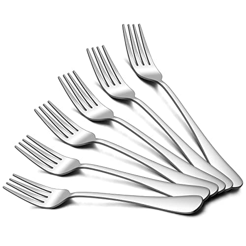 Image of HaWare Dinner Forks Set of 6, Large Stainless Steel Table Forks for Home, Kitchen, Restaurant, Round Edge& Mirror Polished, Dishwasher Safe – 20cm