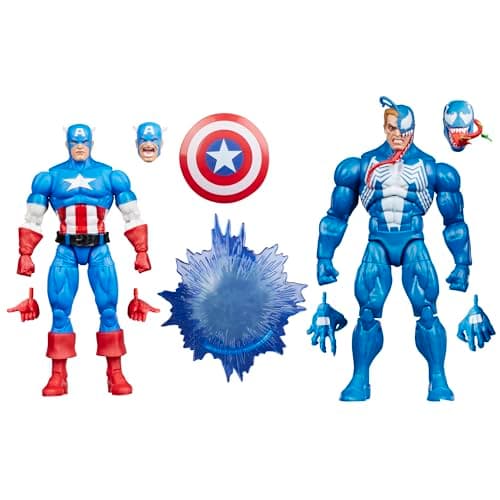 Image of Marvel Legends Series Gamerverse Captain America vs Venom Action Figure Collectibles, Blue