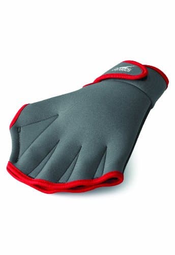 Image of Speedo unisex adult Swim Training Fitness aquatic gloves, Charcoal/Red, Small US