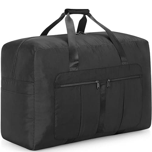 Image of YOUNGOA Large Travel Duffle Bag for Men & Women, 110L Waterproof Foldable Holdall Duffel Bag, Lightweight Weekend Overnight Luggage Bag for Travel, Moving, Black