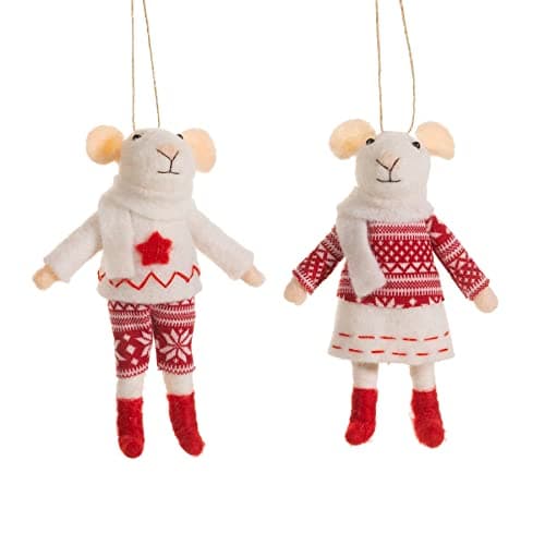 Image of Sass & Belle Set of 2 Mouse in Jumper Felt Decorations - One Of Each Supplied
