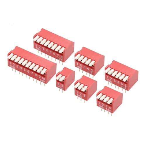 Image of 5PCS Piano Type 2.54MM DIP Switch DP 1P/2P/3P/4P/6P/8P/10P/12P bit 2.54mm DIP Switch Red/Blue Right Angle Side Position(Red,8Pin)