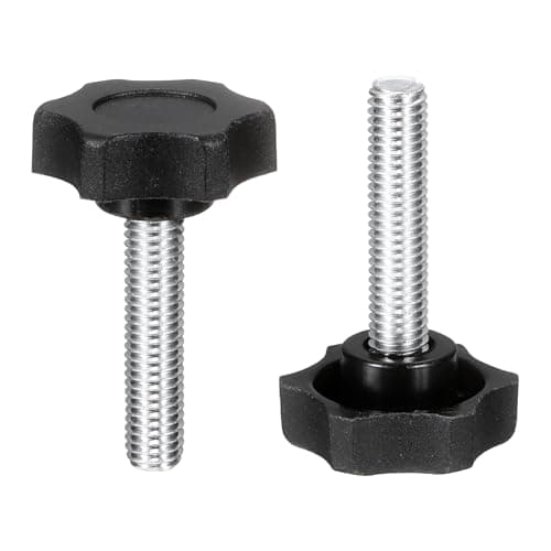 Image of sourcing map 2 Pcs Star Knobs Handles M8 x 35mm (1.25mm Pitch) Male Thread Metric Carbon Steel Hand Tightening Clamping Screws Threaded Stud Knob Bolts for Woodworking Jigs, Black