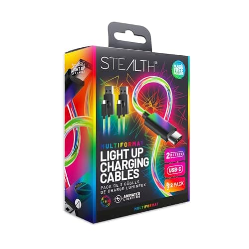 Image of Stealth 2m LED Light Up Twin Play & Charge Cables, Compatible with PS5 and Switch