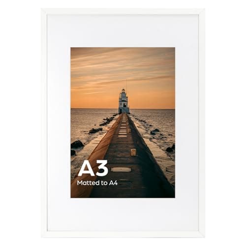 Image of EYMPEU White A3 Picture Frame, Display A4 Pictures with Mat or A3 Without Mat, A4 Photo Frames with Stand for Certificates, Posters, Artwork on a Wall - Single