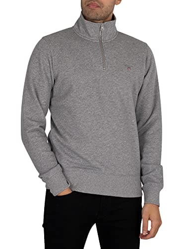 Image of GANT Men's Original Half Zip Sweat Sweatshirt, Grey Melange, L