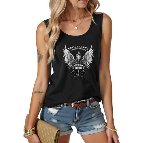 Image of MILAKOO Eagle Print Muscle Vest Women Patriotic Graphic Tank Top Punk Rock Summer Festival Shirt