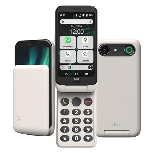 Image of Doro - Aurora A20 Flip Smartphone - Senior Mobile Phone - Easy to Use - Assistance Button with GPS Location - Hearing Aid Compatible - USB Cable Included - Bone