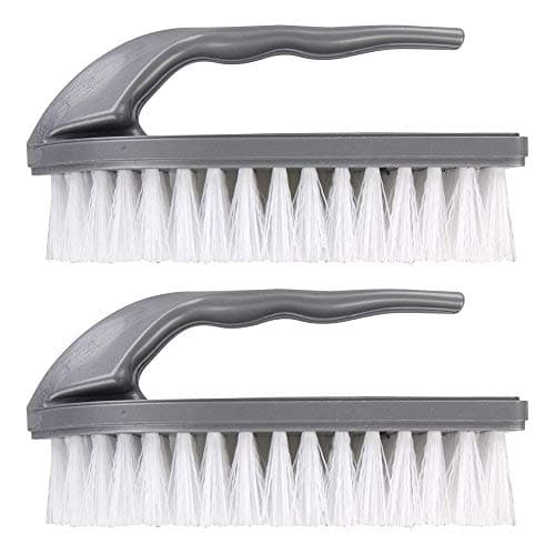 Image of Elliott Iron Shaped Scrubbing Brush With Handle Home Cleaning Essential Grey (Pack of 2)