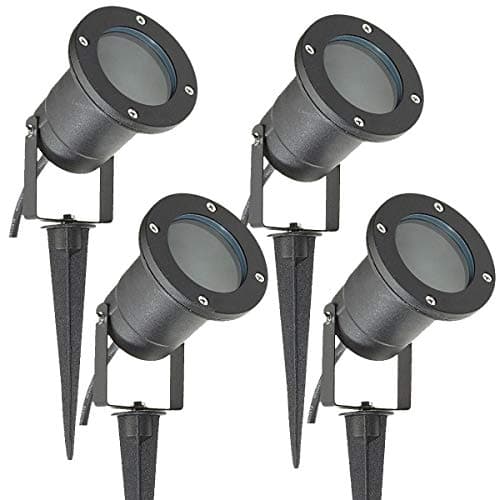 Image of 4 Pack GU10 Outdoor Garden Spike Ground Mount or Watt Light IP65 Matt Black SPBLK04