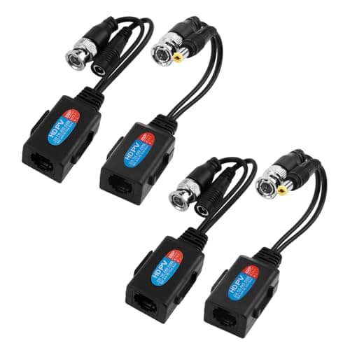 Image of XINZHIZHU 2 Pairs Balun HD Cat5 RJ45 to BNC Video Audio Baluns Transceiver Passive with Power Connector for 720P 1080P 3MP 4MP 5MP HD-CVI HDTVI AHD CVBS 960H Digital Cameras from Plastic Metal