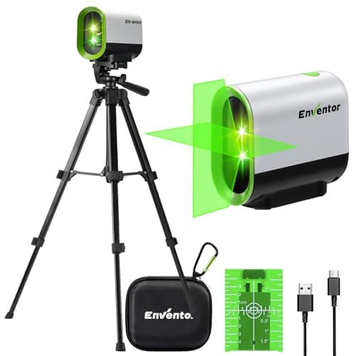 Image of Enventor Rechargeable Laser Level with Tripod, 25M 2200mAh Li-ion Battery Green Laser Level Self Leveling with Pulse Mode, 7 Hours Working Time, Switchable Horizontal/Vertical/Cross line