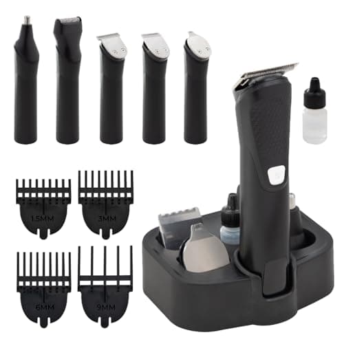 Image of Bauer 39140 5 in 1 Men's Grooming Kit/Hair Clippers, Beard, Nose and Ear Trimmer Attachments/All in One USB Rechargeable with Storage Stand