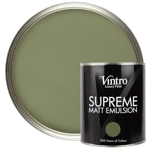 Image of Vintro | Olive Green | Luxury Matt Emulsion | Smooth Chalky Finish | Multi Surface Paint | for Walls, Ceilings, Wood and Metal | 1L (Olive Green - ChiffChaff)