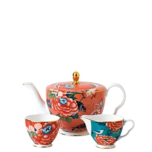 Image of Wedgwood Paeonia Blush Teapot, Sugar & Cream