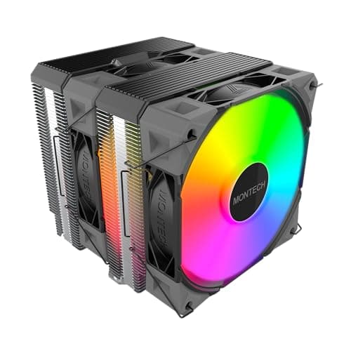 Image of MONTECH NX600 ARGB Dual-Tower CPU Air Cooler with 6 Heatpipes & Premium Top Cover | 28mm E28 ARGB Premium Fan | Soldered Copper Base | Superior Heat Dissipation | All Intel & AMD Socket Support |Black