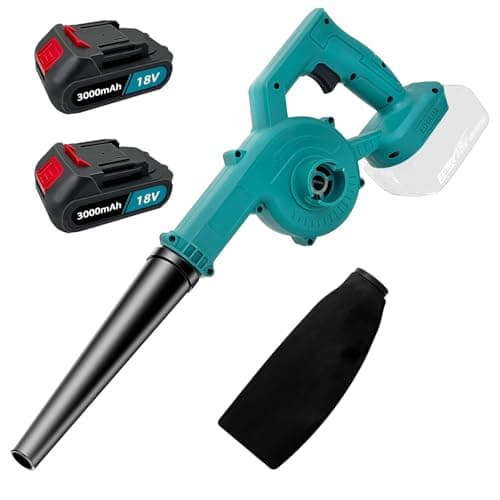Image of Cordless Leaf Blower & Sweeper | 18V 3000mAh Battery | 2-in-1 Adjustable Blower/Vacuum | Lightweight One-Hand Operation | 15000-32000 RPM Motor for Garden, Garage & Light Fire Duty