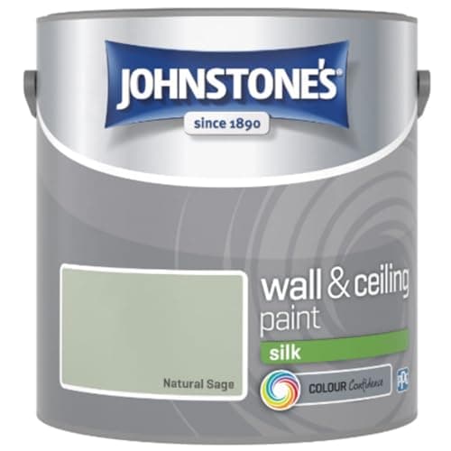 Image of Natural Sage Johnstone’s Wall & Ceiling Silk Paint 2.5L – Smooth Silk Finish, Excellent Coverage, Quick Dry, Low Odour Interior Paint for Walls & Ceilings