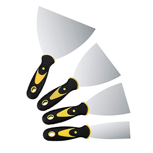 Image of 4 Pcs Wallpaper Scrapers, Paint Filling Putty Scrapers Knife Tools Set, Stainless Steel Metal Wall Filler Scrapers Strippers Remover for Walls, DIY Decoration, Plastering - 1.5, 3, 4, 6 Inches