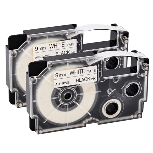 Image of NineLeaf Compatible for Casio Label Maker XR-9WE XR-9WE1 9mm x 8m Black On White Label Tapes for Casio KL-60 100 120 200 300 750 780 820 2000 7000 7200 7400 8100 8200 P1000 Label Printers, 2PK