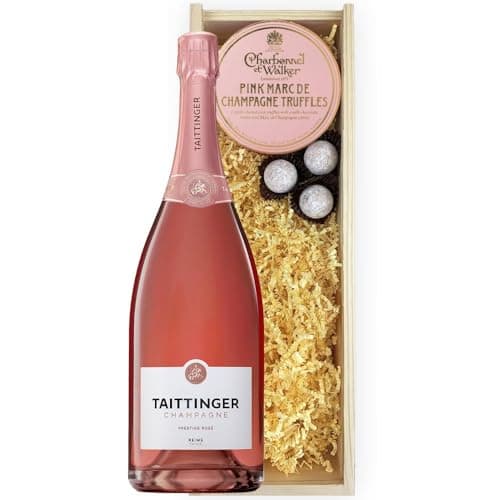 Image of Magnum of Taittinger Prestige Rose Champagne And Pink Marc De Charbonnel Truffles Magnum Box 150cl 12.5% abv