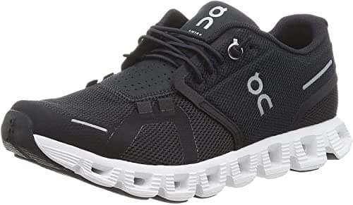 Image of On Mens Cloud 5 Textile Synthetic Black White Trainers 9.5 UK