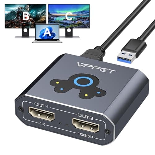 Image of VEDINDUST HDMI Splitter Extend 4K@60Hz HDMI to Dual HDMI Adapter supports Mirror and Extend compatible with Windows XP/7/8/10/11 and macOS systems Requires Installation of Extension