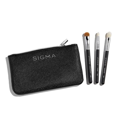 Image of Glam and Go Mini Eye Brush Set by SIGMA for Women - 4 Pc Blending Mini Brush - E25, Eye Shading - E55, Pencil - E30, Beauty Bag
